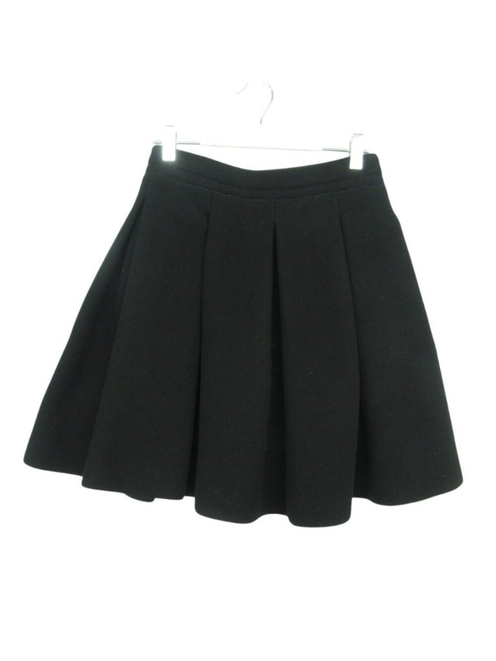 Miu Miu Skirt Flare Tuck Box Pleats Wool Black - Picture 2 of 7